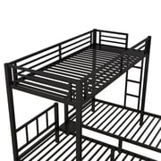 Bellemave Twin Over Twin Over Twin Bunk Bed Metal Triple Bunk Bed with Storage 3 Bunk Beds for Teens, Detachable Bunk Bed for 3, Black