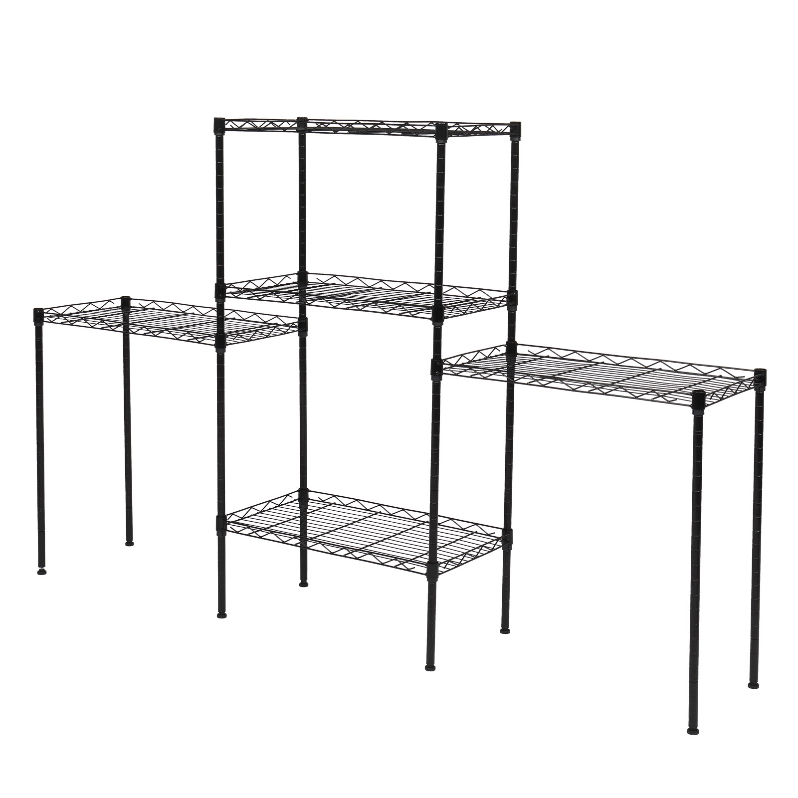 Storage Rack Floor Standing Carbon Steel Changeable Assembly, Black