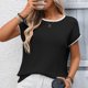 thumbnail image 4 of Tejiojio Women's Ribbed Knit Top Ruffled Trim Round Neck Short Sleeve Casual Summer Blouse, 4 of 7