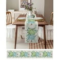 thumbnail image 3 of Fall Table Runner 108 Inches, Blue Green Pumpkins Thanksgiving Eucalyptus Leaf Flower Bed Runner Dresser Scarves Tabletop for Indoor Outdoor Parties/Ceremony/Banquet, 13"x 108", 3 of 8