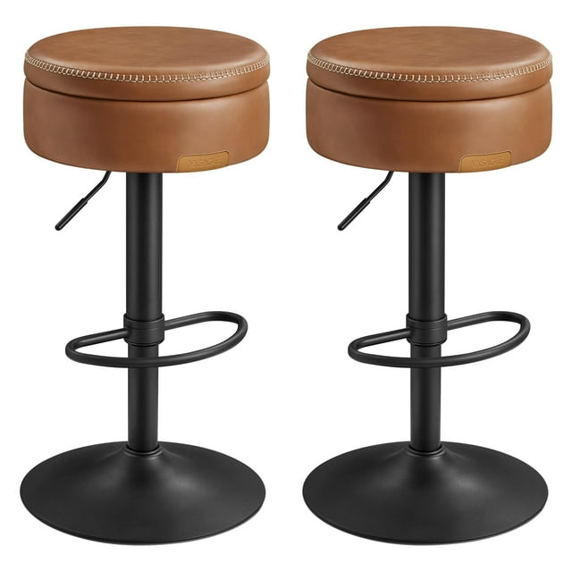 Taburetes de Bar VASAGLE EKHO Juego de 2, Giratorios 360°, Color Caramelo