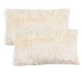 thumbnail image 7 of Home Soft Things Luxury Shaggy Faux Fur Throw Pillow Cases, Ultra Soft Plush Pillow Covers Fluffy Decorative Cushion Covers, No Pillow Insert, Set of 2, Ivory, 14x26 Inch, 7 of 7