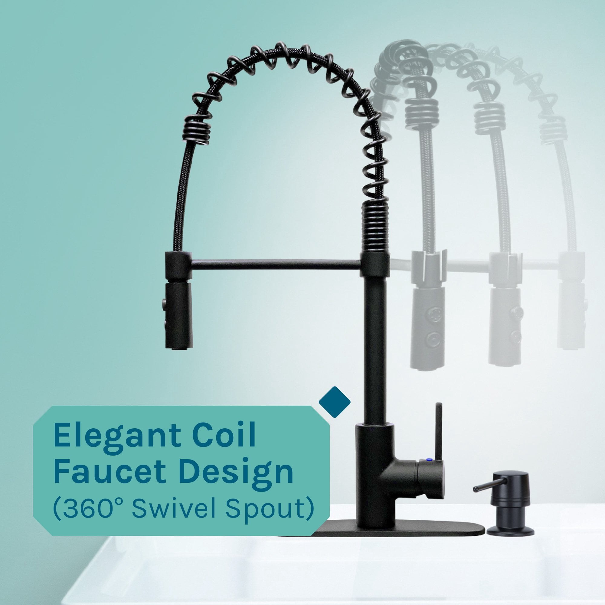 White 18 Gallon Utility Sink with Black Coil Pull-Down Faucet Luxe Edition