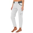 thumbnail image 2 of Linen Cargo Pants for Women, High Waisted Wide Leg Trousers with Pockets, Casual Loose Fit Paperbag Pants, Summer Breathable Work Office Pants, Fashion Gifts for Women | CSEONE,White XL, 2 of 7