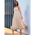 thumbnail image 4 of Womens Fashion Spaghetti Strap Flowy A-Line Dress with 3D Floral Appliques Party Maxi Gown S, 4 of 7