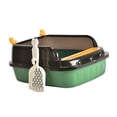 thumbnail image 1 of Inodoro abierto para mascotas, lavabo para arena para gatos, arenero para gatos, inodoro para gatitos, cuña, caja de arena para gatos de lados altos p Verde m, 1 of 8
