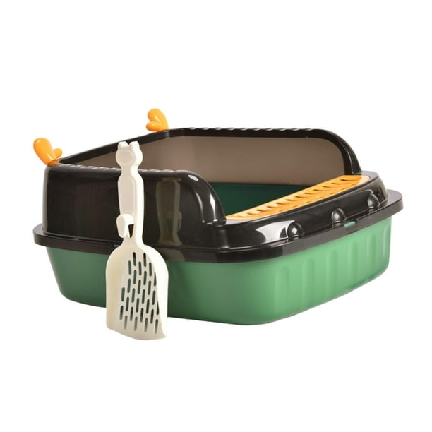 Lavabo para arena para gatos con tapa abierta, arenero para mascotas, orinal para gatos, inodoro para gatitos, alto Verde m