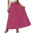 thumbnail image 7 of Long Skirts for Women Lace Up Embroidered Pleated Maxi Skirts Womens Summer Casual Solid Plus Size Hight Waist Flowy A Line Long Skirts, 7 of 7