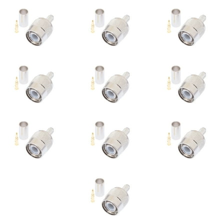 TNC Male Crimp Connector for RG58, RG141 & LMR-195 Coax Cables – High-Performance Design – 10 Pcs Pack