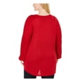 thumbnail image 2 of JM COLLECTION Womens Red Glitter Long Sleeve V Neck Top Plus Size: 2X, 2 of 4