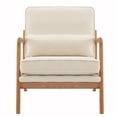 thumbnail image 5 of Tcbosik Modern Upholstered Lounge Armchair with Solid Wood Frame, Mid-Century Linen Fabric Accent Single Chair w/ Plush 5.5" Cushion & Lumbar Pillow, Perfect for Living Room, Reading Nook, Off-White, 5 of 9