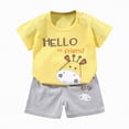 thumbnail image 4 of TOWED22 Infant Baby Boy Outfits 2 Pieces Crewneck Short Sleeve T-Shirt Tee Pattern Casual Pocket Shorts Toddler Clothes(Yellow,12-18 M), 4 of 4