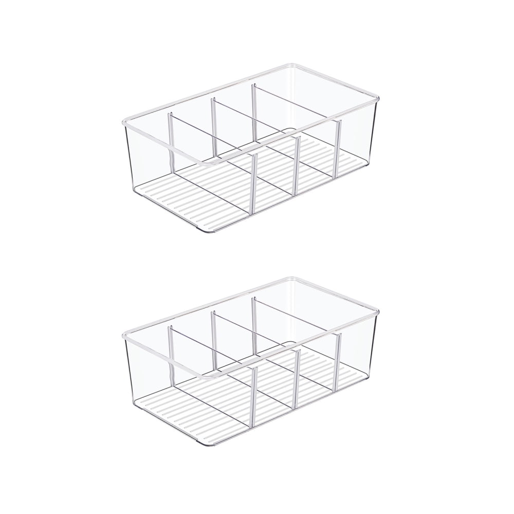 Clear Plastic Storage Bins 4 Compartments Freezer Organizer for Food