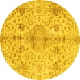 thumbnail image 1 of Ahgly Company Indoor Round Oriental Yellow Traditional Area Rugs, 4' Round, 1 of 4