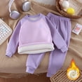thumbnail image 2 of Gaexia Winter Thermal Underwear Set For Girls Lined Two Piece Pajama With Long Sleeve Top And Pants Cozy Cold Weather Outfit,Purple,6-12 Months, 2 of 3