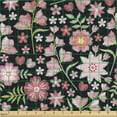 thumbnail image 2 of Floral Upholstery Fabric by the Yard, Slavic Floral Motifs Typical Eastern European Folk Look, Decorative Fabric for DIY and Home Accents, Pale Pink Khaki by Ambesonne, 2 of 5
