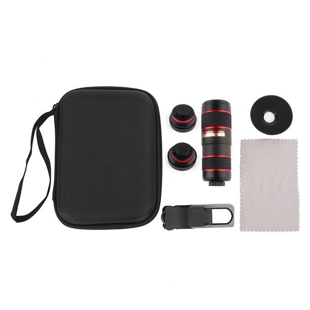 lentes HX-S1248L Kit de lentes de teléfono con cámara 5 en 1 Teleobjetivo 12X + Gran angular 4K + Macro 15X + Ojo de pez 180 ° + Macro 15X para ver juegos Escenario Concierto Unbranded 2216190001011