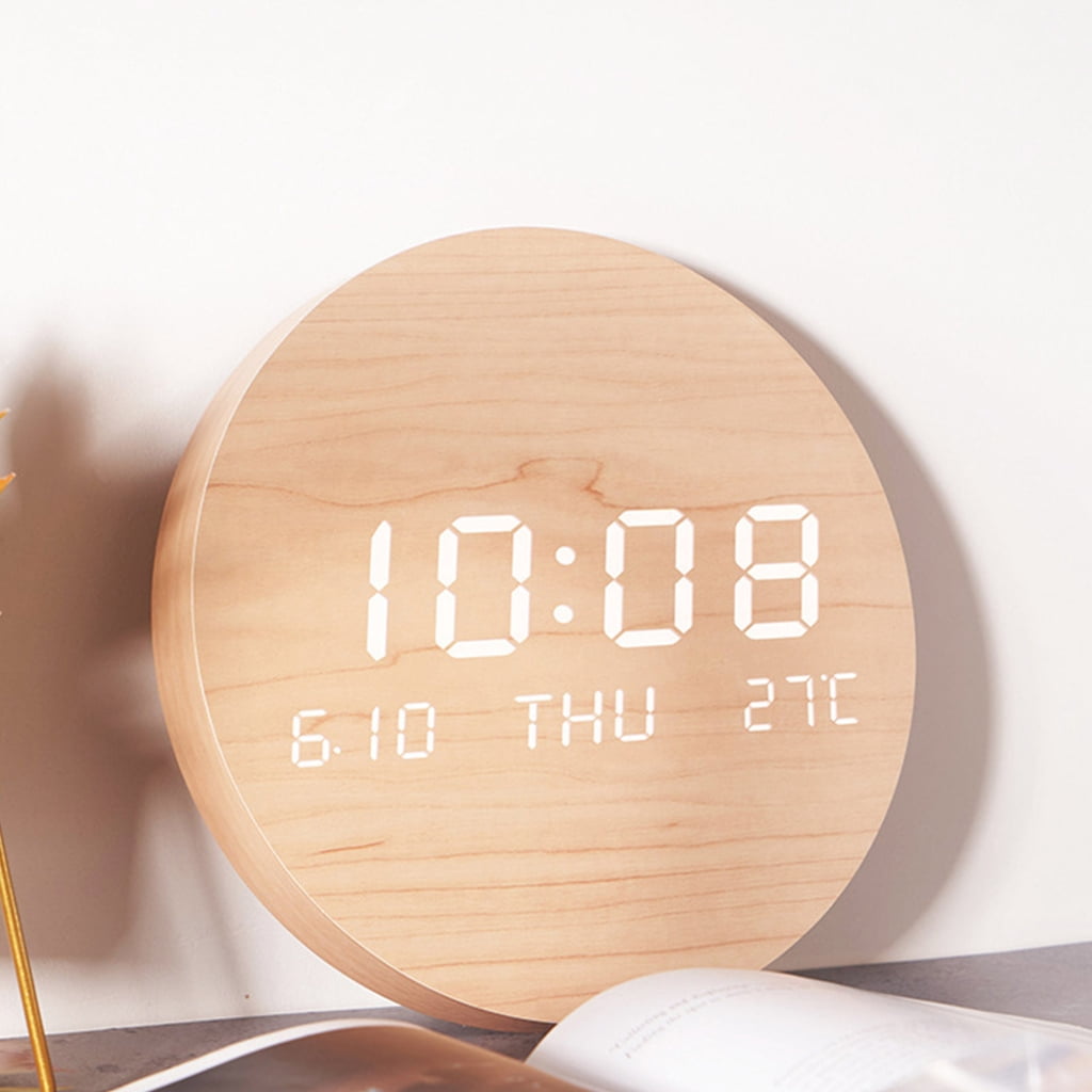 Jesscasday LED Wall Clock with Temperature Date Display Quiet Operate for Bedroom Office