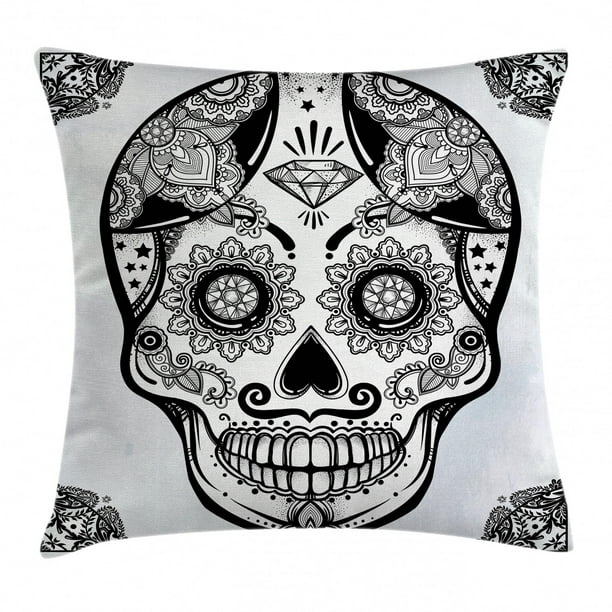 Day Of The Dead Decor Throw Pillow Cushion Cover, Holiday Sugar Skull ...