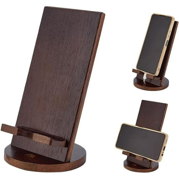 Wooden Cell Phone Stand Holder Adjustable Folding Wood Phone Stand Desk Phone Holder with Chargeable Hole Office Desk Accessories DIY