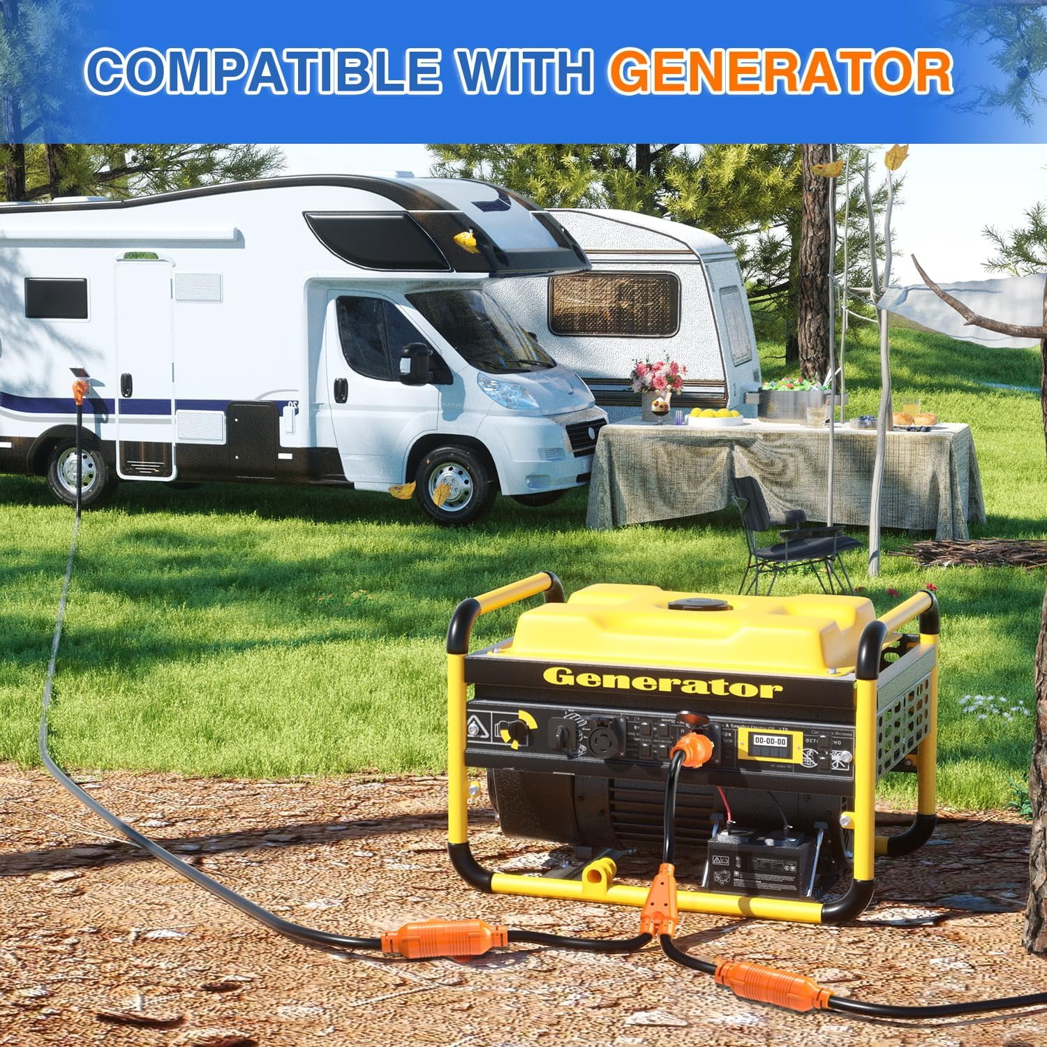 Nilight 4 Prong 30 Amp Generator Splitter Y Adapter Cord NEMA L14-30P L14-30R 125/250V 7500W Locking Power Cable 10 AWG STW Wire ETL Listed for Manual Transfer Switch Generators RV Camper Outdoor