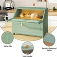 thumbnail image 5 of Double Layer Bread Box with Golden Trim for Kitchen Countertop, Wooden Bread Container for Kitchen Counter, Corner Bread Storage for Homemade Bread, 5 of 8