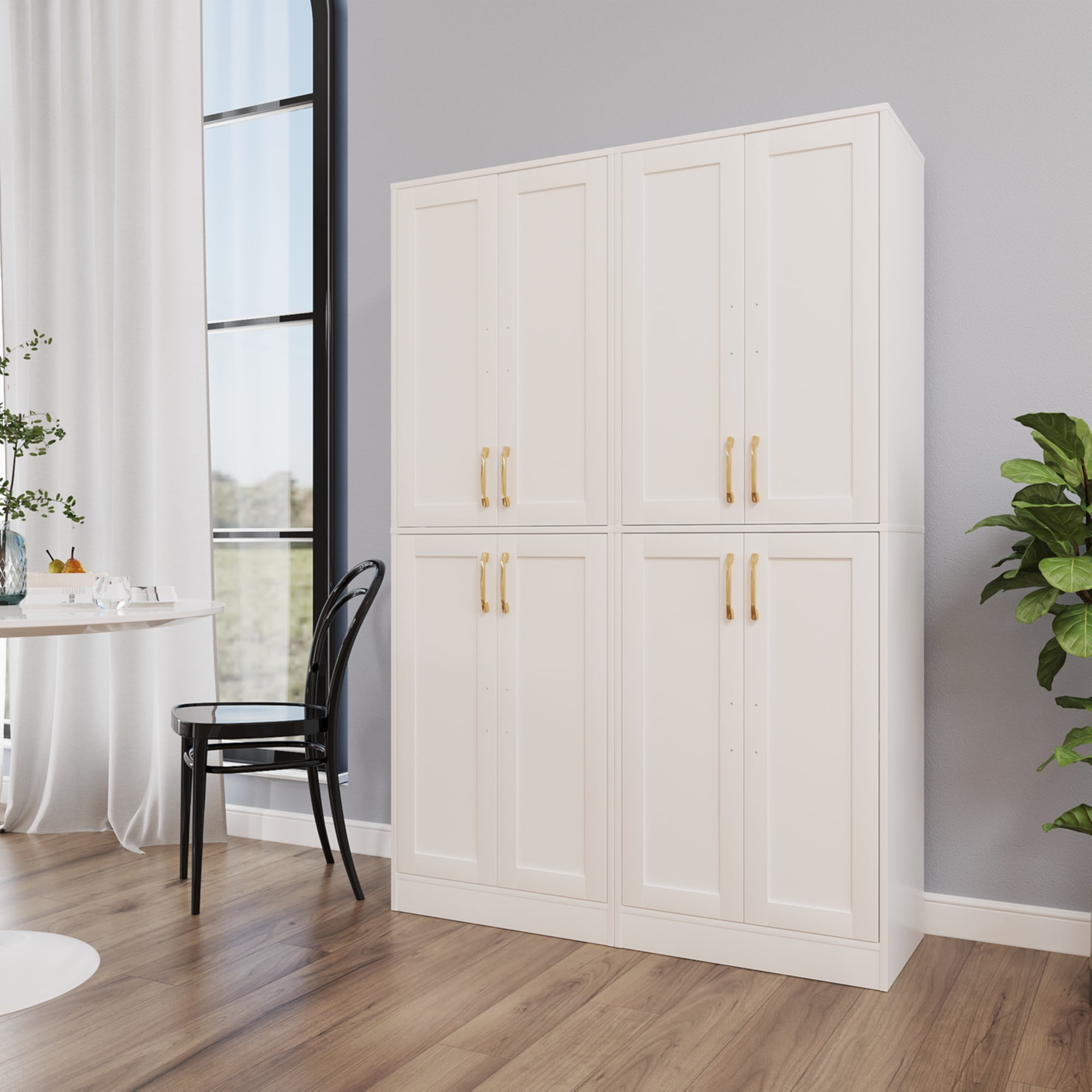 BOCVKENN 67.7" Tall Kitchen Pantry,Farmhouse Storage Cabinet withAdjustable Shelves,Farmhouse Pantry Cabinet with 4Doors,for Kitchen,Dining Room,Living Room