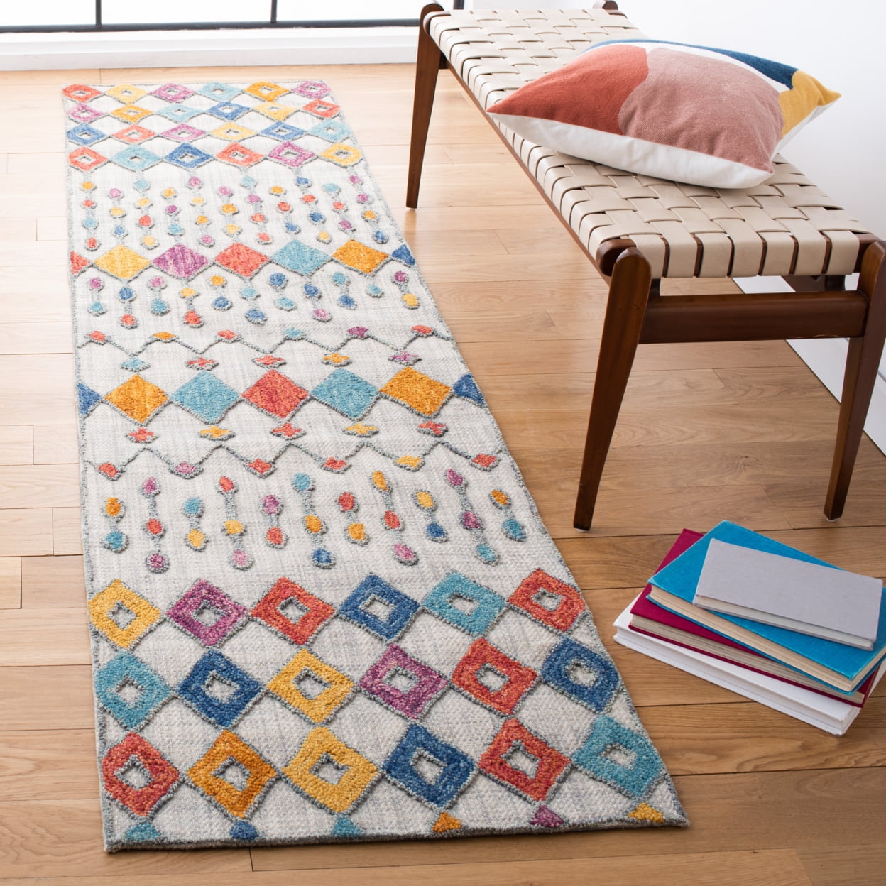 SAFAVIEH Aspen Winfred Geometric Area Rug, Light Grey/Blue, 3' x 5'