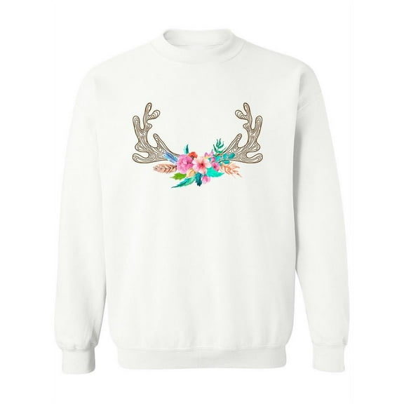 Horns With Watercolor Flowers. Sweatshirt Women -Image by Shutterstock, Female Large