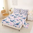 thumbnail image 2 of Erosebridal Shark Fish Queen Sheet Sets for Girl, Pink Cartoon Sealife Bed Set, 4 Pieces, 2 of 5