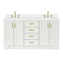 Ariel Taylor 67 Inch Double Rectangle Sink Vanity With White Quartz Countertop W/1.5" Edge In White