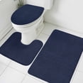thumbnail image 3 of Solid Dark Blue Bath Mat 3 Piece Bathroom Rug Set, Minimalism Abstract Denim Texture Non Slip Bath Rug Contour Mat and Toilet Lid Cover, Absorbent Shower Mats Soft Bath Rugs and Mats Sets, 3 of 8
