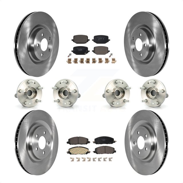 Transit Auto - Front Rear Hub Bearings Assembly Disc Brake Rotors And Ceramic Pads Kit (10Pc) For 2020 Ford Police Interceptor Utility With Electric Parking KBB-123057