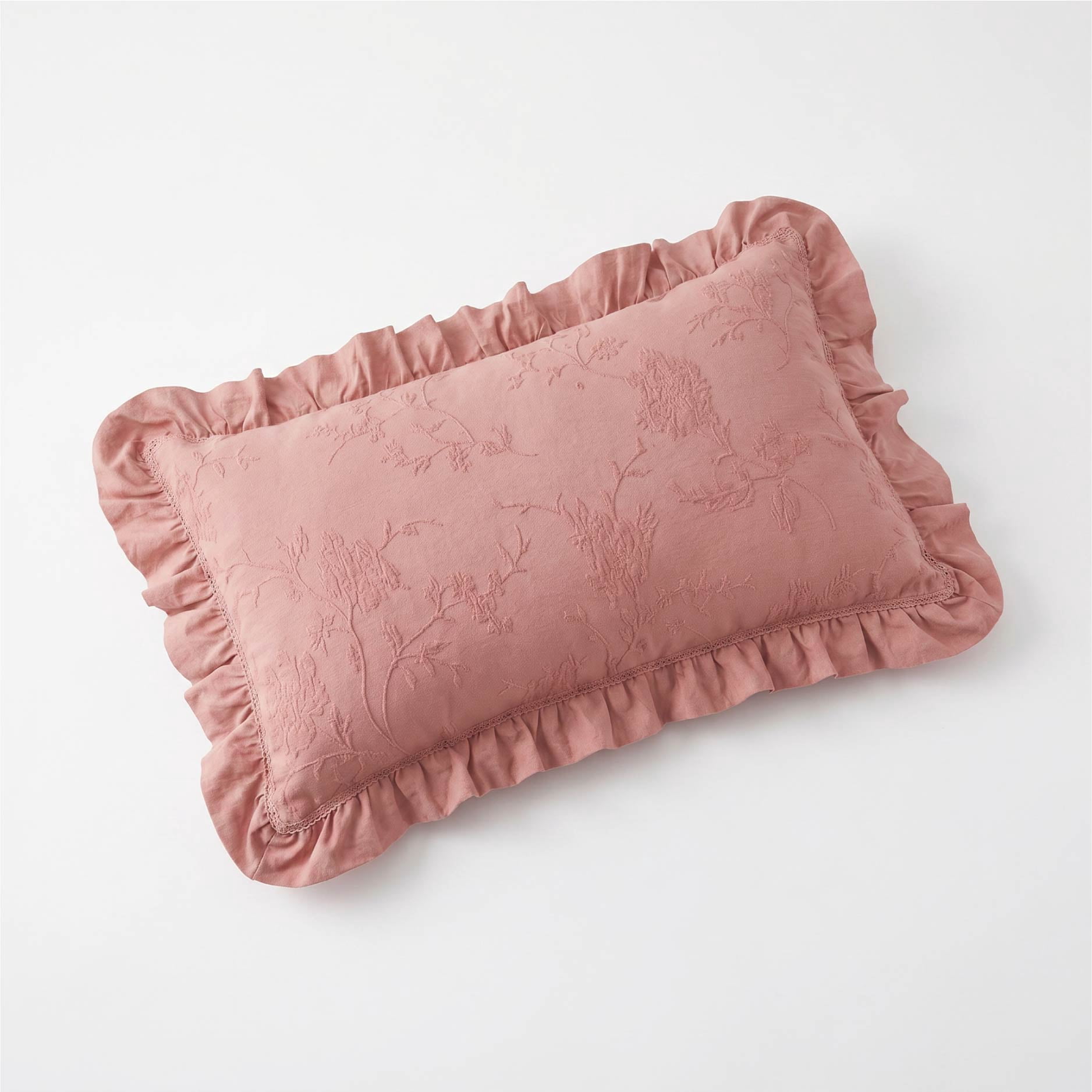 The Pioneer Woman Pink Matelasse Floral Crochet Ruffle Decorative Lumbar Pillow