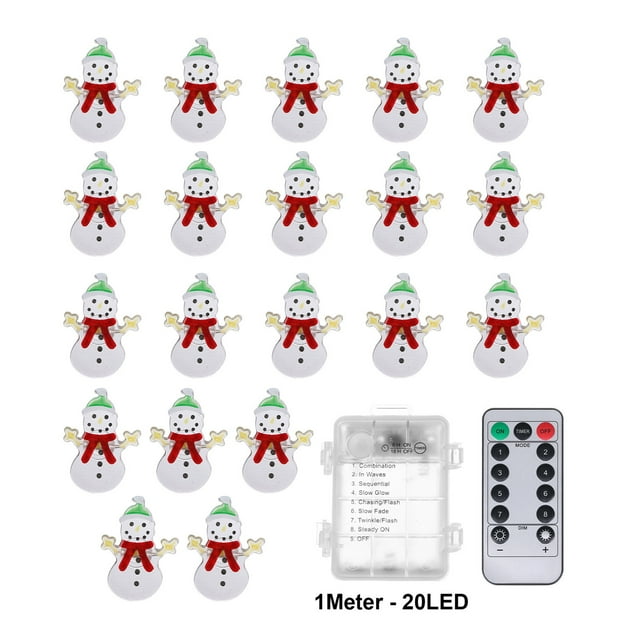 Fiudx Guirnalda de Luces Navideñas con Forma de Muñeco de Nieve, Led a Pilas, 8 Modos de Parpadeo, Luz Blanca Cálida, Ideal para Decoración de Interiores y Exteriores, Guirnaldas Navideñas, Chimeneas