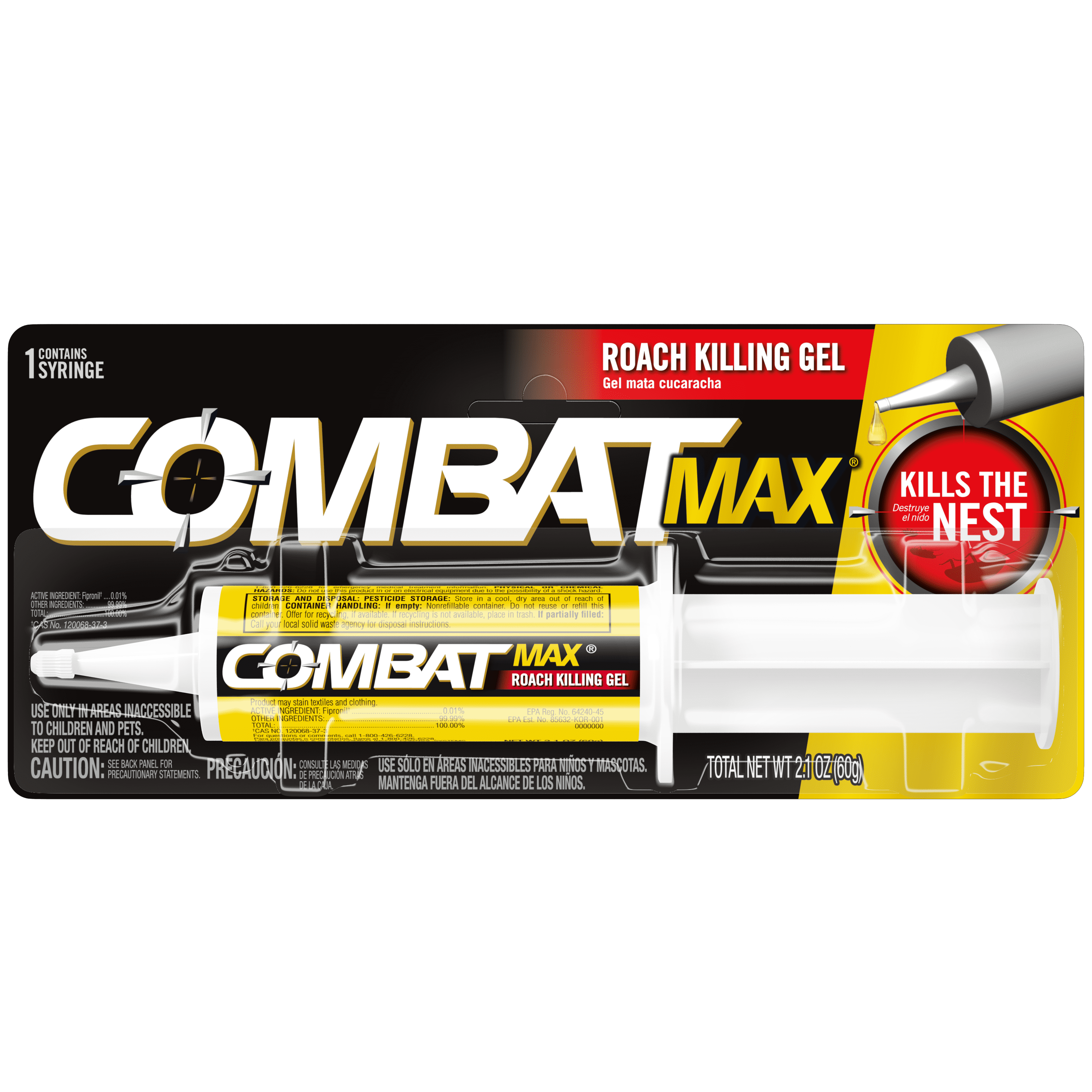 Combat Max Roach Killing Gel for Indoor and Outdoor Use, 1 Syringe, 2.1