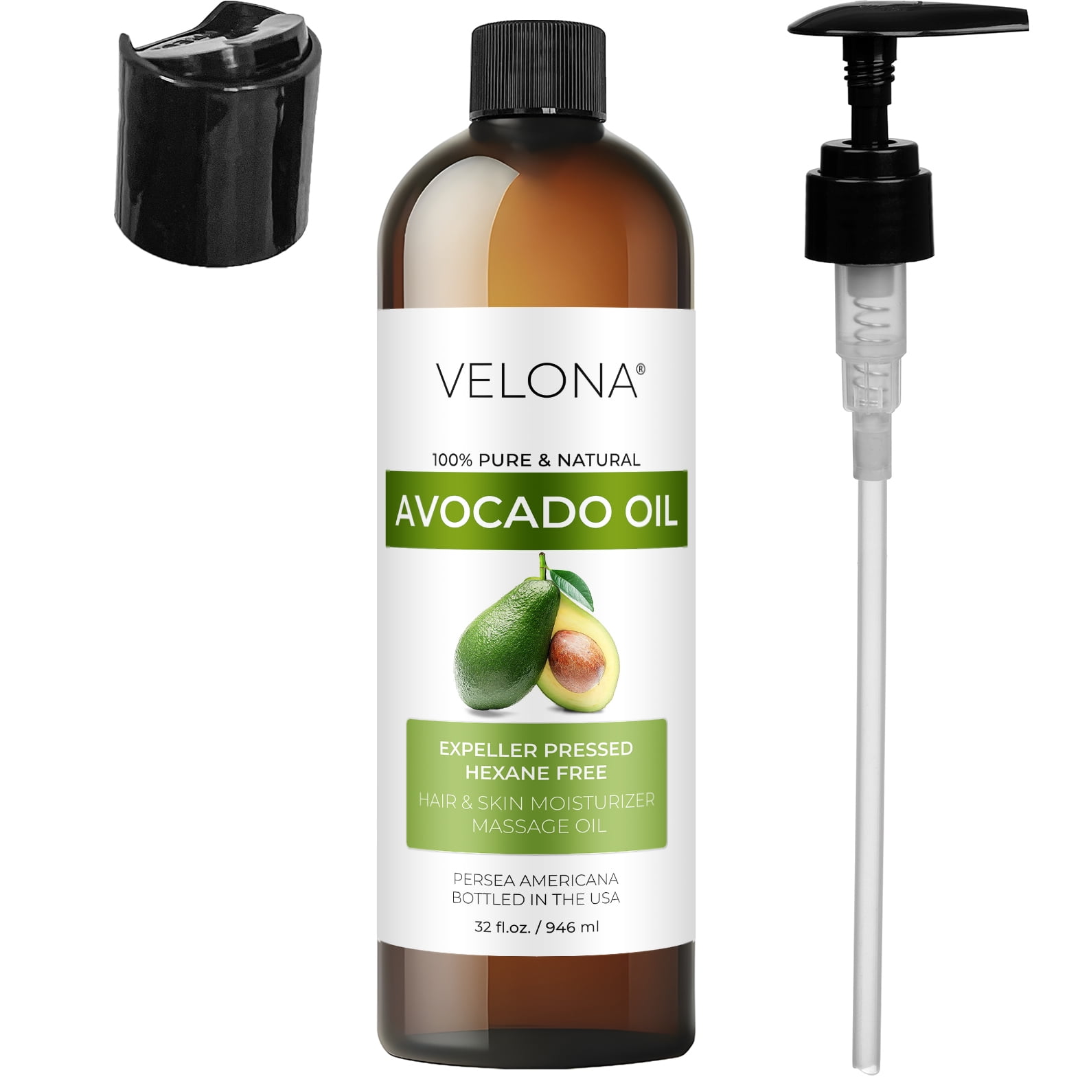 Velona Avocado Oil 32 Fl Oz | 100% Pure and Natural Carrier Oil | Expeller-Pressed | Hair, Body and Skin Care | Use Today - Enjoy Results