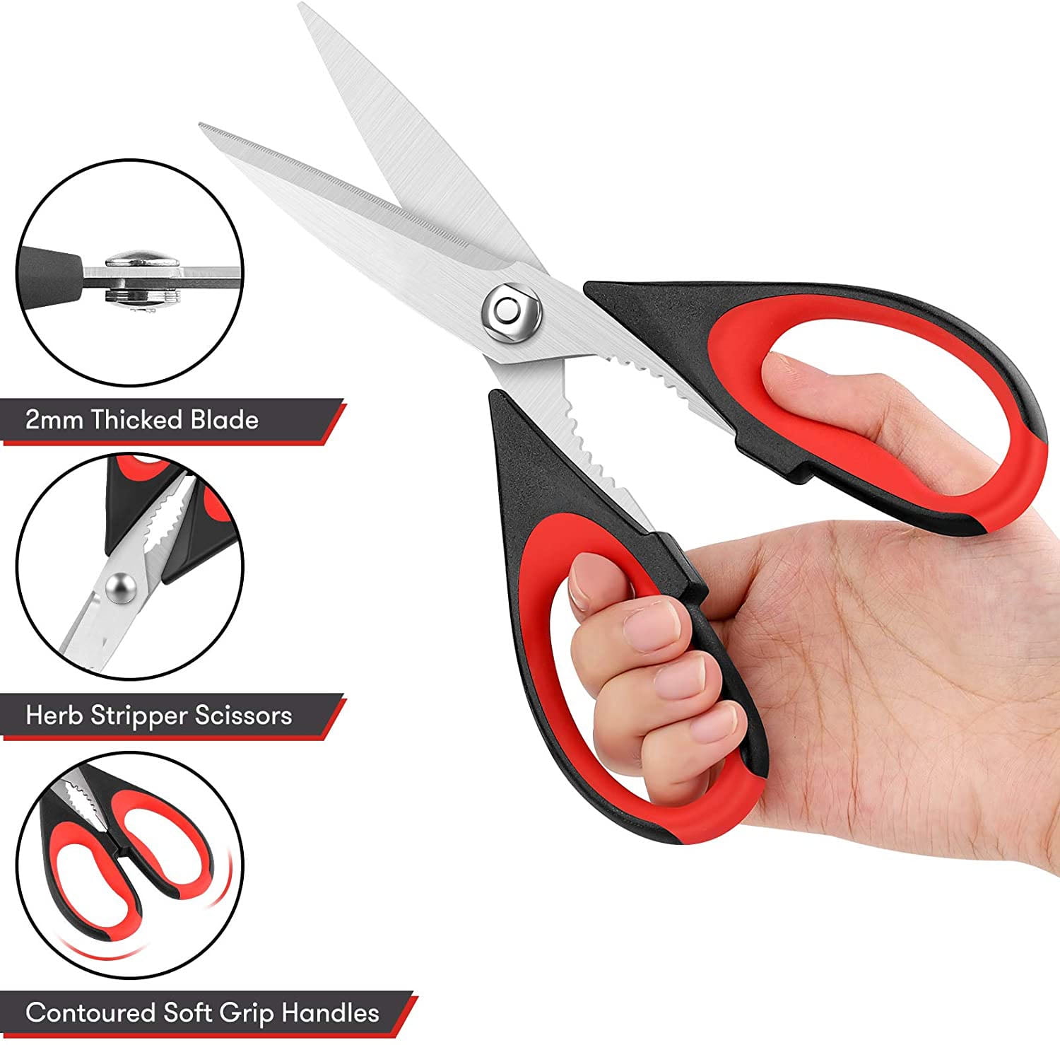 Powiller 2 Pack Kitchen Scissors, Kitchen Shears Multi Purpose Non Slip Sharp Stainless Steel, Kitchen Aid Is Also Suitable for Poultry Scissors