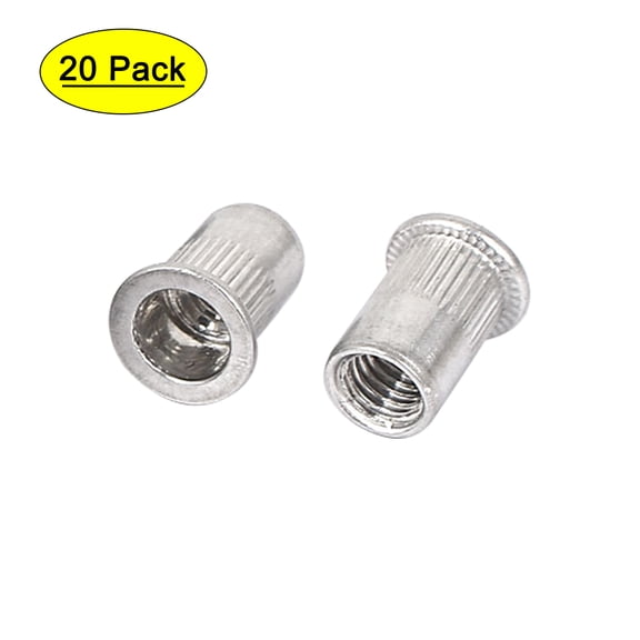 Unique Bargains M8 Aluminum Flat Head Rivet Nut Insert Silver Tone 20Pcs