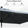 thumbnail image 4 of PURPLE LEAF Parasol de Table Rectangulaire d'Extérieur 10 Pieds x 6.5 Pieds avec Manivelle et Inclinaison, Parasol de Terrasse de Marché à Cadre en Aluminium, 8 Nervures Robustes, Gris, 4 of 8