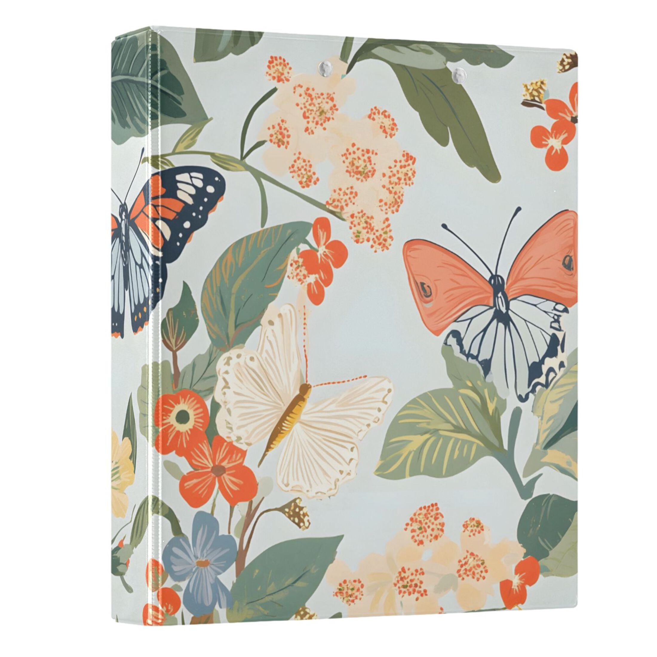 ALAZA Spring Butterflies Floral-a5 Hardcover 3 Ring Binder 1.5" Round Rings Interior Pockets Binders Organizer 1 Pack