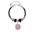 thumbnail image 2 of Delight Jewelry Silvertone Large Super Sparkle Crystal Pink AB Softball Lil Sister Celtic Knot Leather Bead Bracelet, 7"+2" Extender, 2 of 4