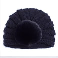 thumbnail image 2 of Baby Girls Knitted Turban Hat Head Wrap Cute Plush Ball Infant Toddler Newborn Cap Hair Accessories 0-24Month, 2 of 2