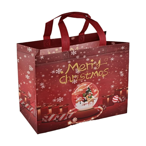 Summercome 1 Pack Christmas Gift Bags Assorted Sizes, Reusable Tote Bags with Handle, Reusable Grocery Bags Multipurpose Non-Woven Christmas Bags for Xmas Party Favors