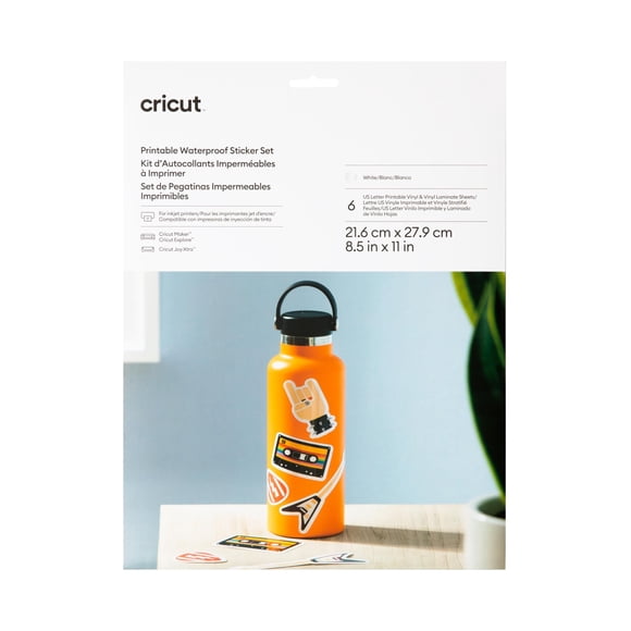 Set de Calcomanías Impermeables Imprimibles Cricut Joy Xtra Blanco 21.6x27.9 cm