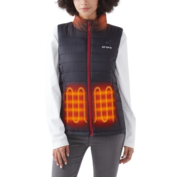 ORORO Women’s Heated Vest with Battery, Heating Vest for Hiking Skiing Outdoors (Black, L)
