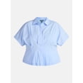 thumbnail image 5 of Terra & Sky Fit and Flare Blouse with Short Sleeves, Sizes 0X-5X, 5 of 5