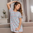 thumbnail image 3 of Naloa Cute Rabbit Print Women Nightgowns,Womens Loungewear,Short Sleeve Sleepwear,Comfy Ladies Nightdress, 3 of 6
