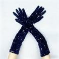thumbnail image 2 of MEICHEN Sparkly Sequin Gloves Long Velvet Length Arm Sleeves Mardi Gras Wedding Prom Gloves for Women, 2 of 4