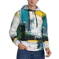 thumbnail image 2 of Honeii Abstract Brushstrokes Green Blue Pattern Mens Hoodies Men's Loose Sleeve Sweatshirt,Pullover Hooded Sweatshirt for Men,Essentials Hoodie-Medium, 2 of 7